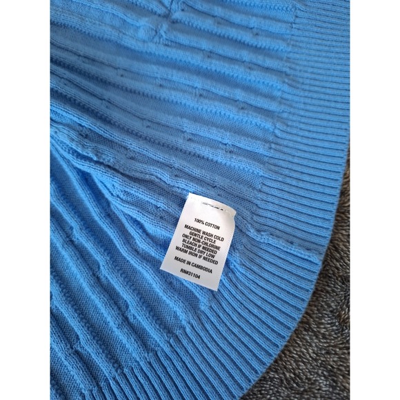 Kim Rogers Open Front Cable Knit Cardigan Sweater Womens L Petite Blue Preppy... - Picture 6 of 7